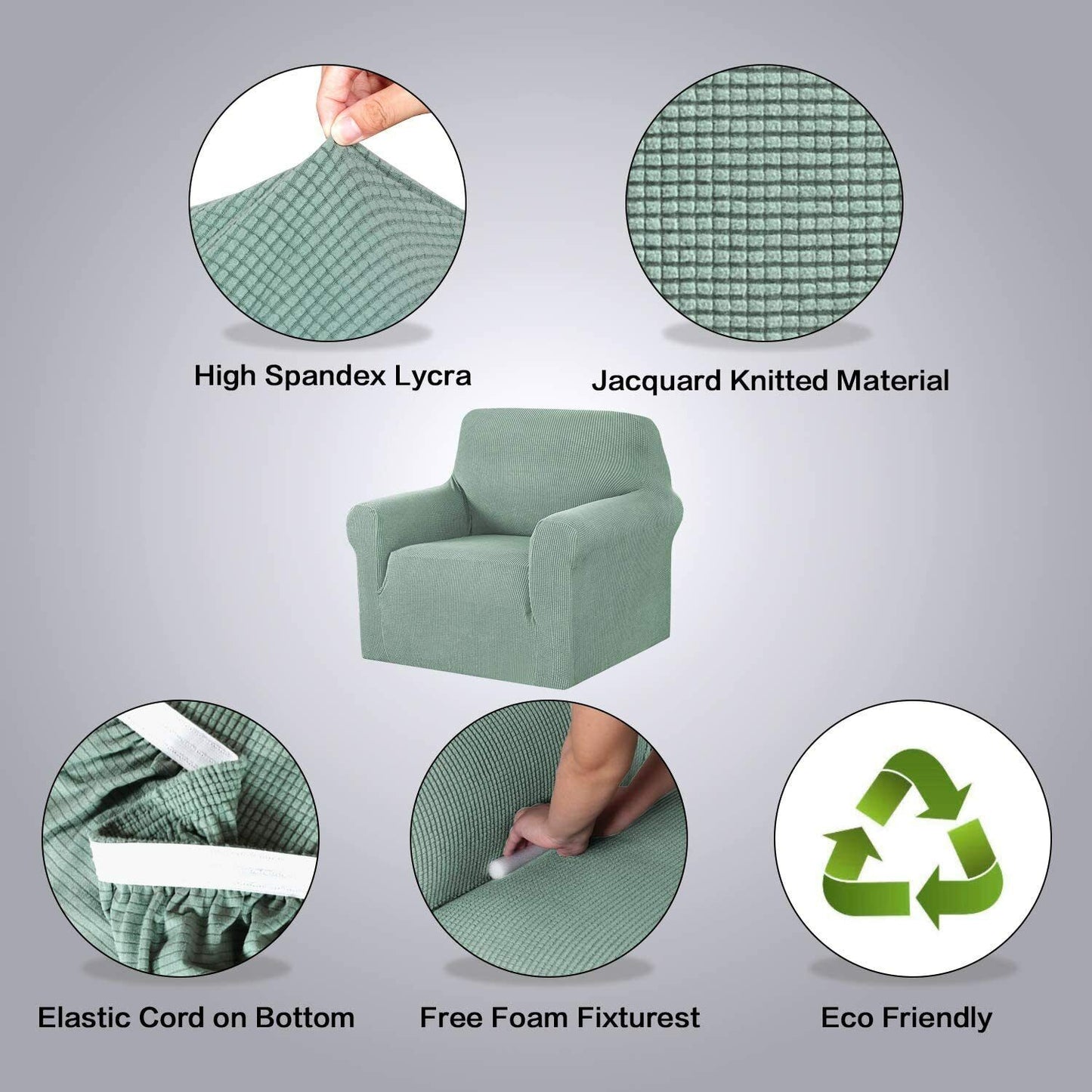 SageGreen Jacquard Fabric Covers for Sofa Couch Recliner Lounge Trendy Chair - Trendy Home Decors and Furnishings