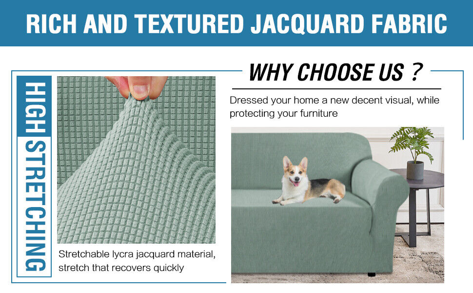 SageGreen Jacquard Fabric Covers for Sofa Couch Recliner Lounge Trendy Chair - Trendy Home Decors and Furnishings