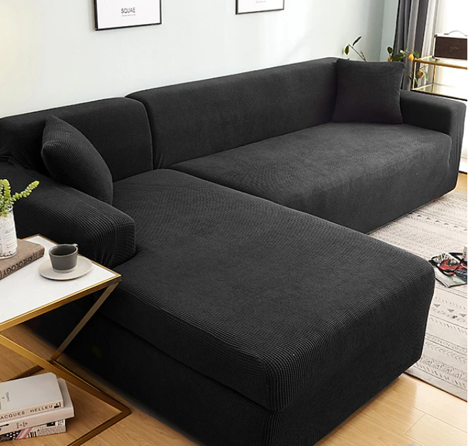 Black slip Covers in Jacquard fabric for Standard Reclining Sofas Couches Lounges Chairs - Trendy Home Decors and Furnishings