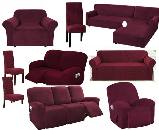 0 Burgundy Velvet Cover for Standard and Reclining Sofas Couches Lounges - Trendy Home Decors and Furnishings