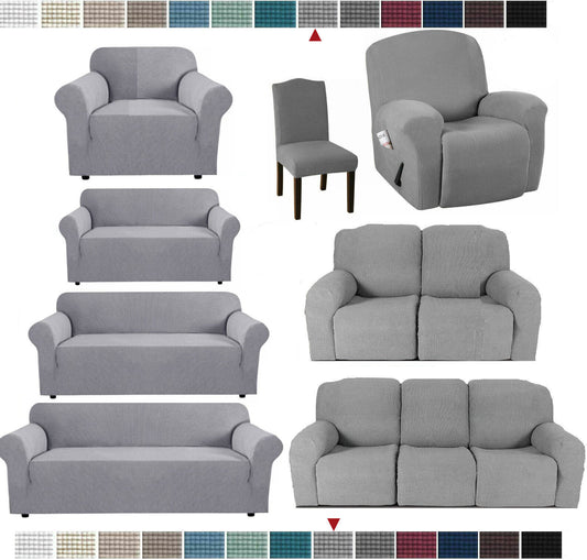0 LightGrey-JacquardFabricCovers for Standard and Reclining Sofas Couches Lounges OfficeDining Chair - Trendy Home Decors and Furnishings