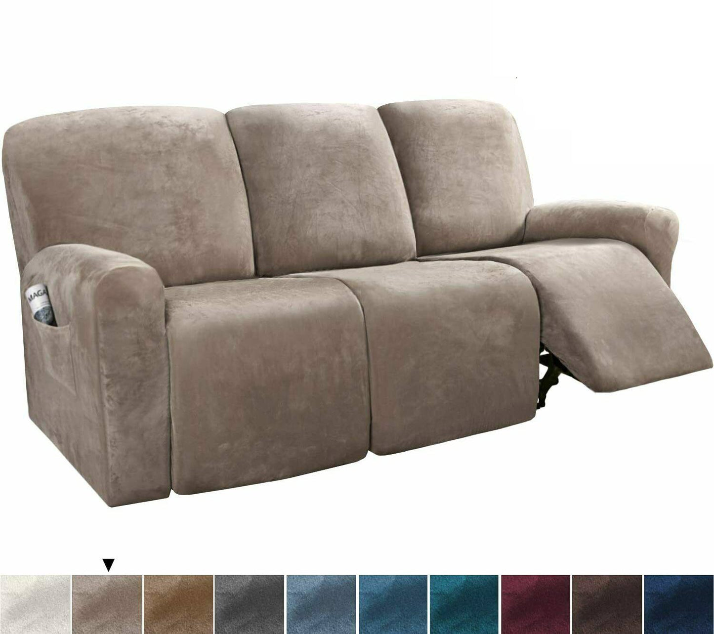 01-Taupe Velvet Cover for Standard and Reclining Sofas Couches Lounges Chairs Beige - Trendy Home Decors and Furnishings