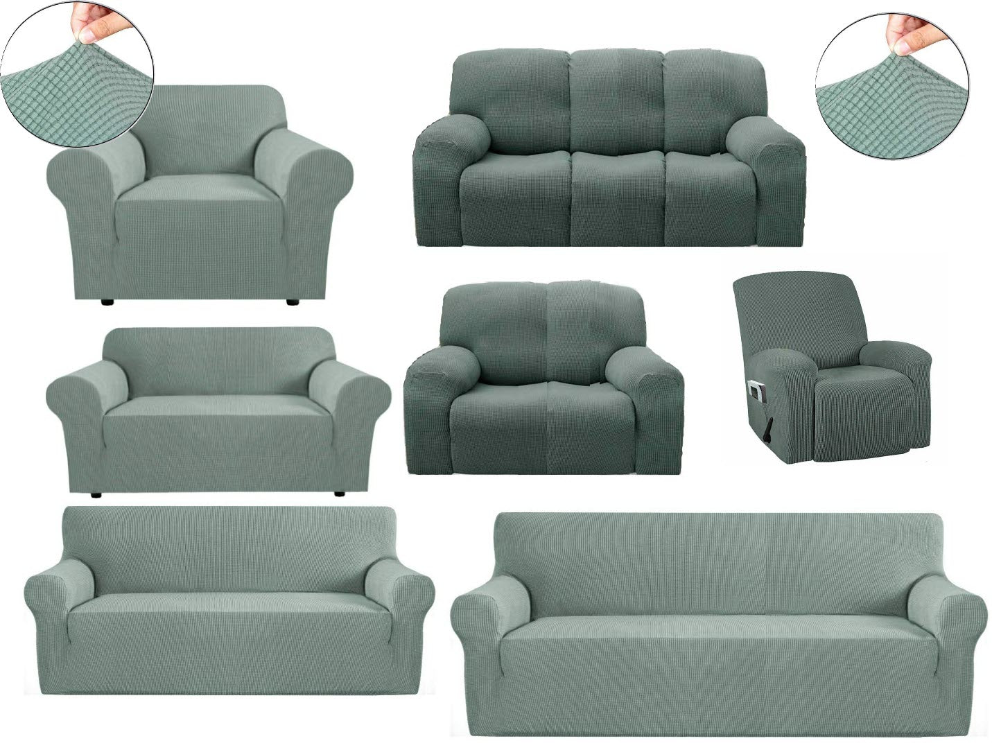 SageGreen Jacquard Fabric Covers for Sofa Couch Recliner Lounge Trendy Chair - Trendy Home Decors and Furnishings