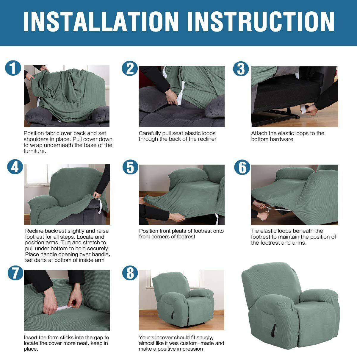 SageGreen Jacquard Fabric Covers for Sofa Couch Recliner Lounge Trendy Chair - Trendy Home Decors and Furnishings