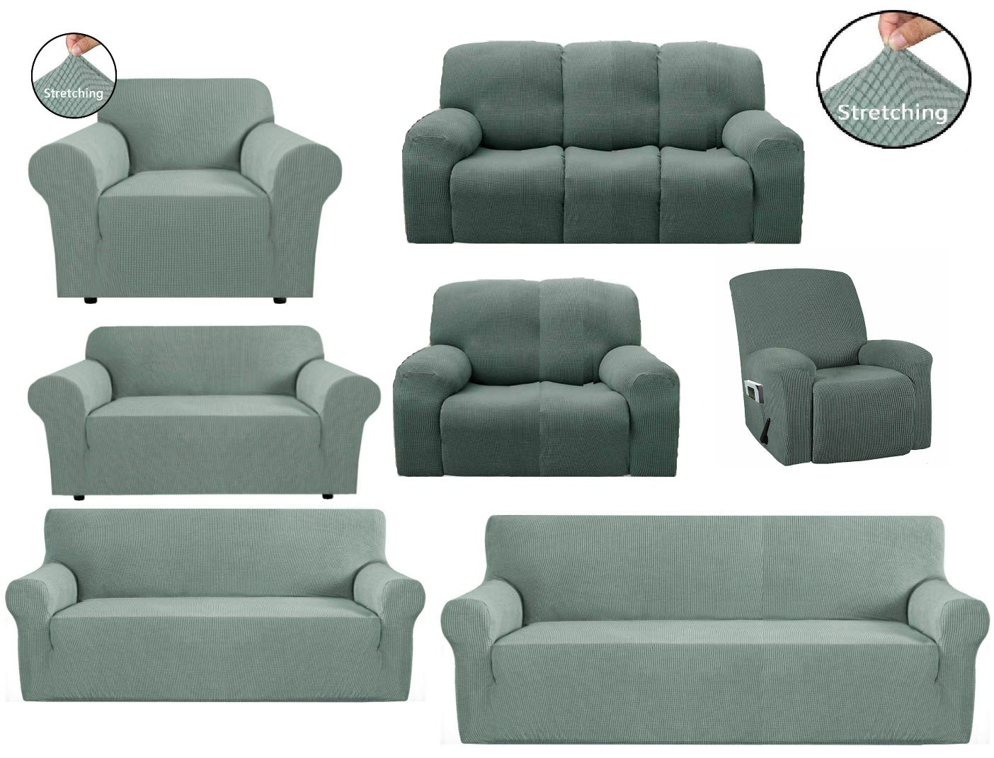 SageGreen Jacquard Fabric Covers for Sofa Couch Recliner Lounge Trendy Chair - Trendy Home Decors and Furnishings