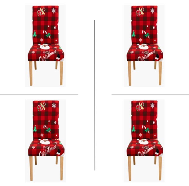 Christmas Dining Chair Covers Lycra - santa and reindeer design - Trendy Home Decors and Furnishings