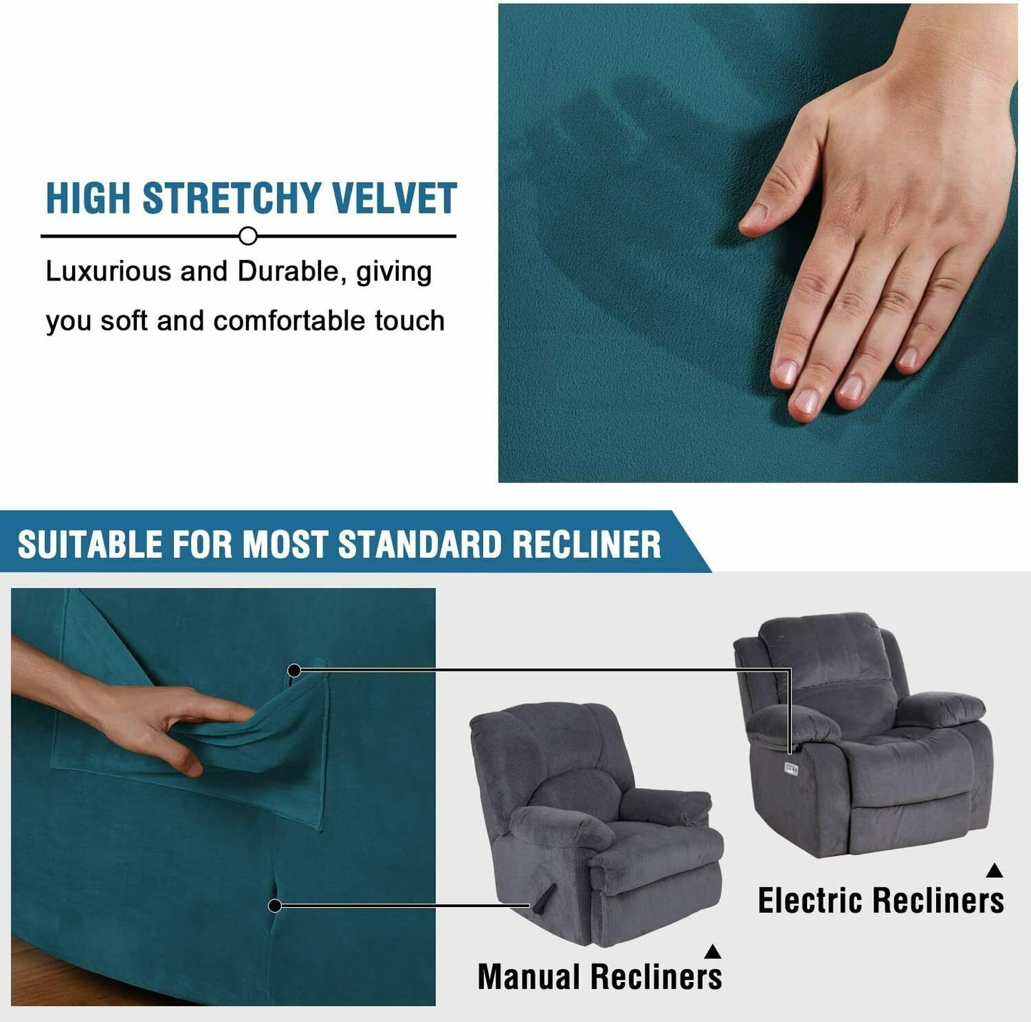 TealGreen Velvet Cover for Standard and Reclining Sofas Couches Lounges Chairs - Trendy Home Decors and Furnishings
