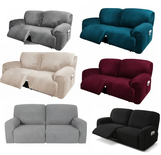 Recliner wide 2-Seater Recliner Cover - Stretch Velvet Jacquard fabric Slipcover