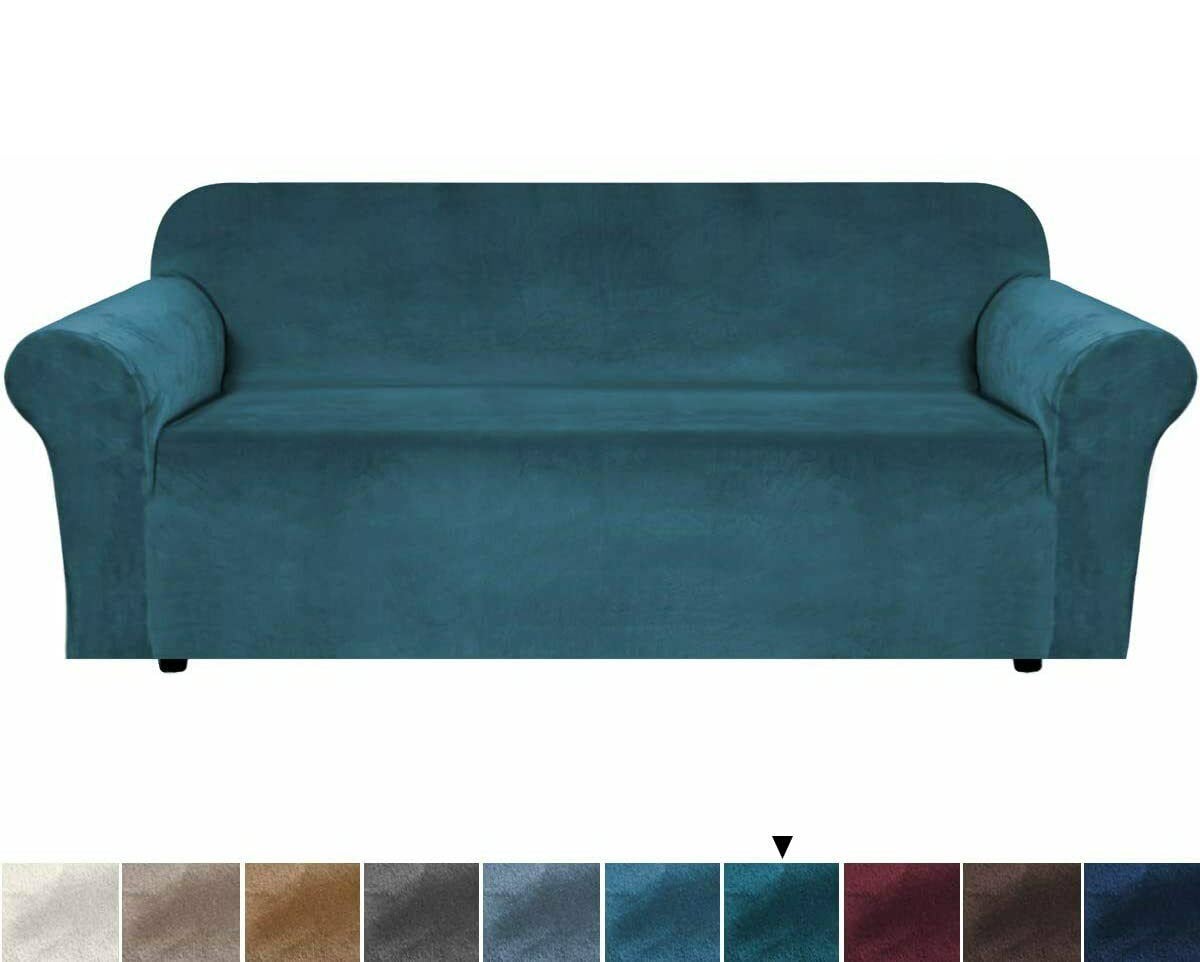 0 -TealGreen Velvet Cover for Standard and Reclining Sofas Couches Lounges Chairs - Trendy Home Decors and Furnishings