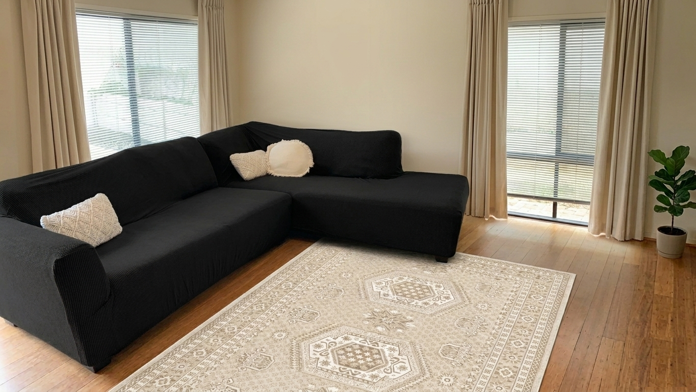 Large 3-Seater Chaise and Sofa Cover - L-Shape – Premium Jacquard fabric - Trendy Home Decors and Furnishings