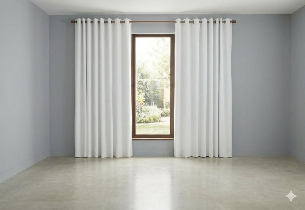Dull-White 100% Sunblock  Window Curtains Draperies Thick Velvety Satin Lined Fabric - Trendy Home Decors and Furnishings