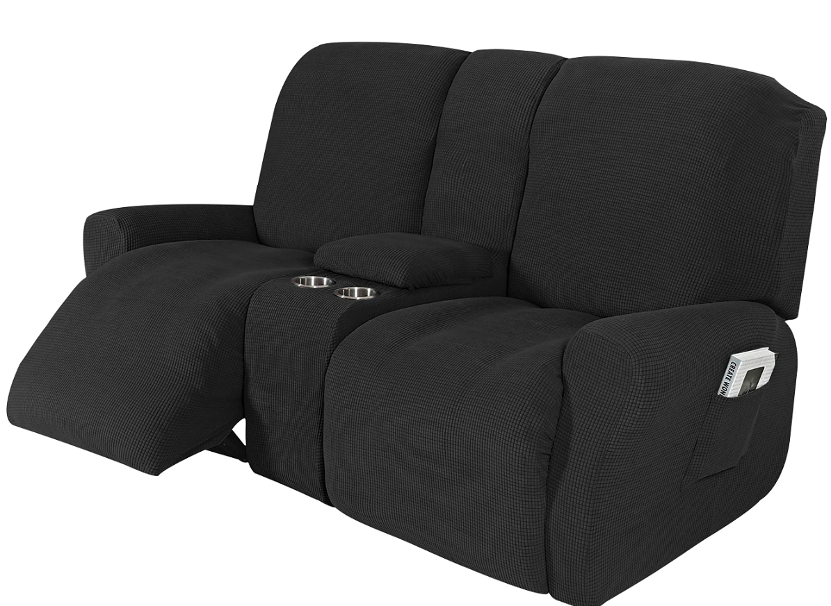 Black slip Covers in Jacquard fabric for Standard Reclining Sofas Couches Lounges Chairs - Trendy Home Decors and Furnishings