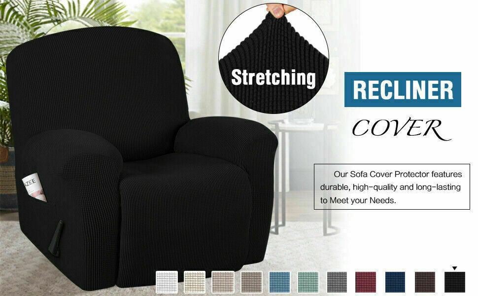 Black slip Covers in Jacquard fabric for Standard Reclining Sofas Couches Lounges Chairs - Trendy Home Decors and Furnishings