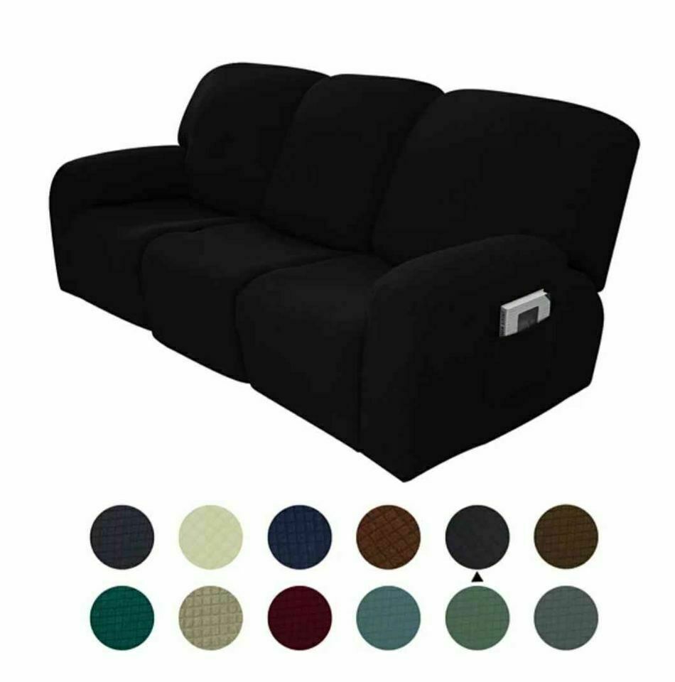 Black slip Covers in Jacquard fabric for Standard Reclining Sofas Couches Lounges Chairs - Trendy Home Decors and Furnishings