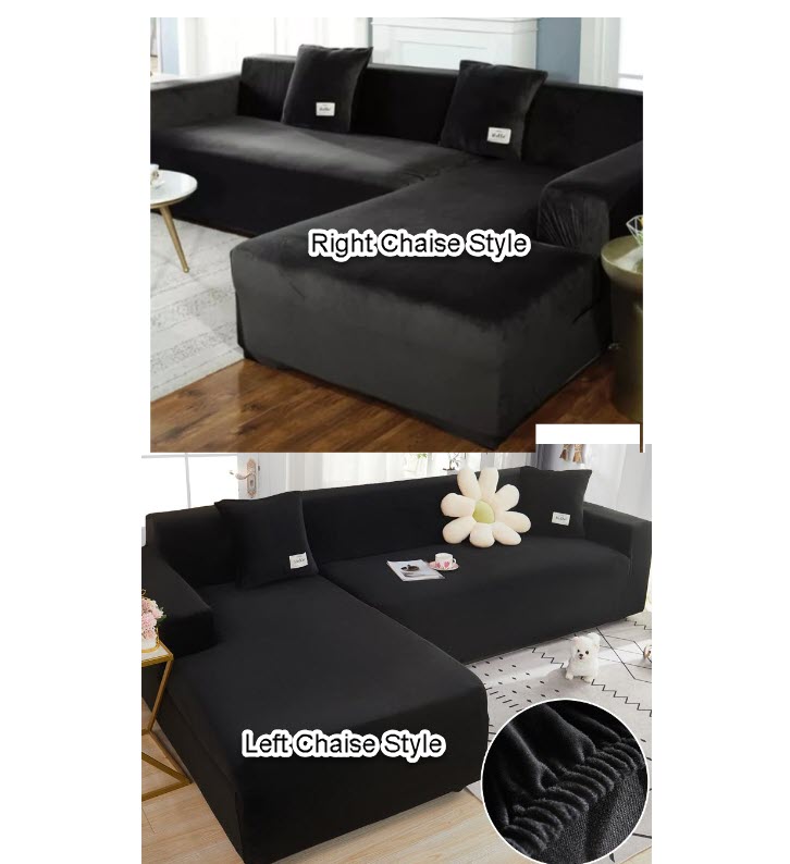 0 Black Velvet Cover for Standard and Reclining Sofas Couches Lounges Chairs - Trendy Home Decors and Furnishings