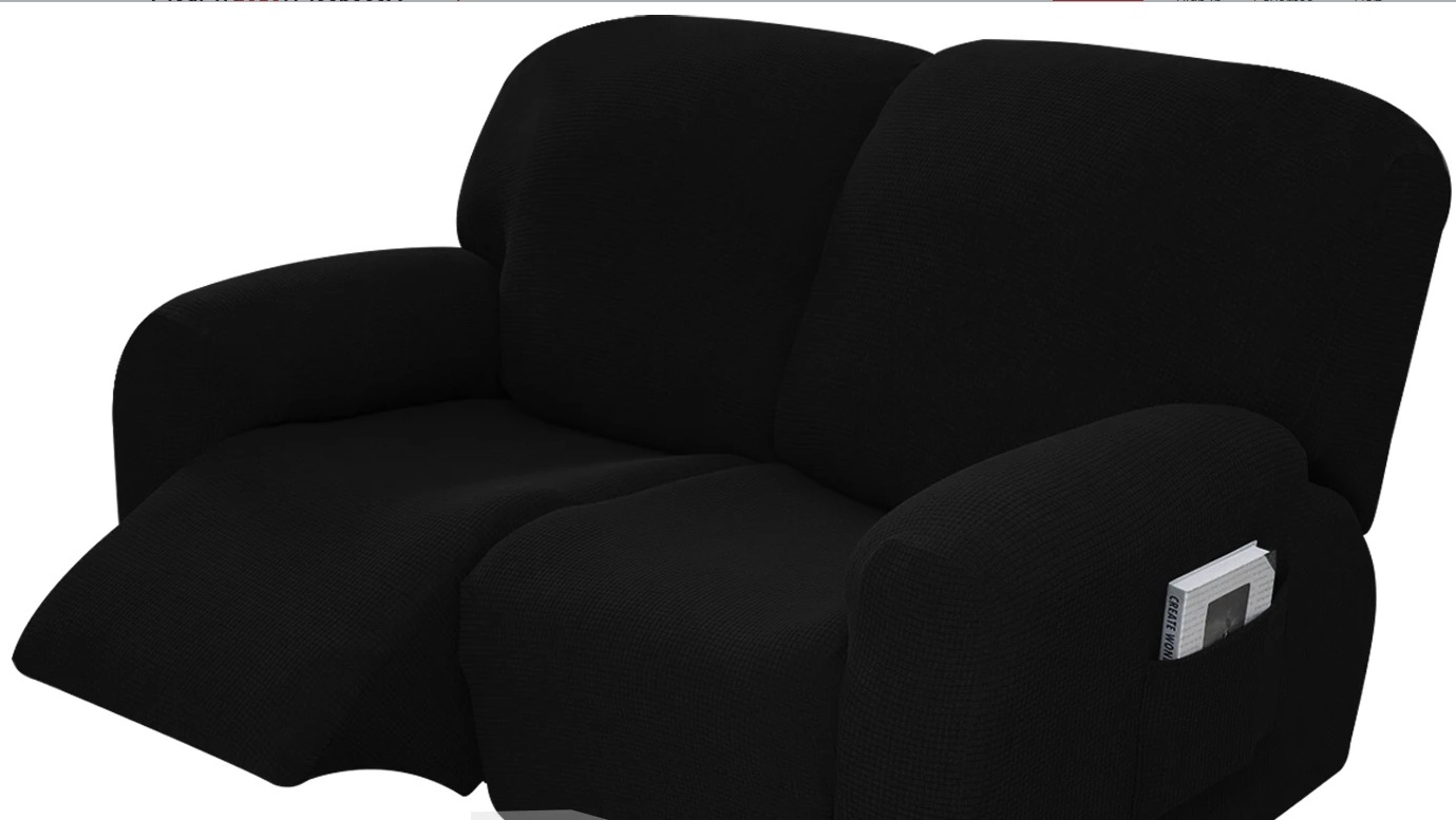 Black slip Covers in Jacquard fabric for Standard Reclining Sofas Couches Lounges Chairs - Trendy Home Decors and Furnishings