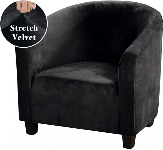 Black Stretch Tub Chair Sofa Slipcover Velvet Cover | Premium Armchair & Club Chair Slipcover - Trendy Home Decors and Furnishings