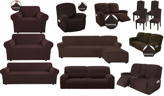 DarkBrown-Recliner Sofa Chair Slipcovers - Jacquard fabric - Trendy Home Decors and Furnishings