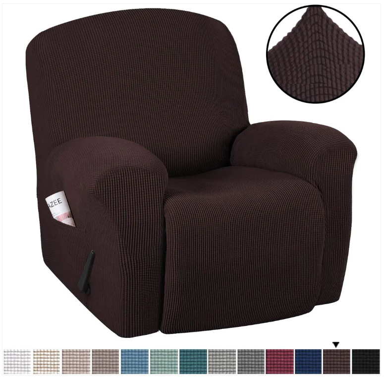1seat Recliner Sofa Covers - Jacquard and Velvet Fabric - Furniture Protector Washable Slip Cover - Trendy Home Decors and Furnishings