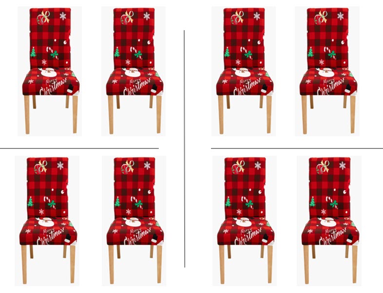 Christmas Dining Chair Covers Lycra - santa and reindeer design - Trendy Home Decors and Furnishings