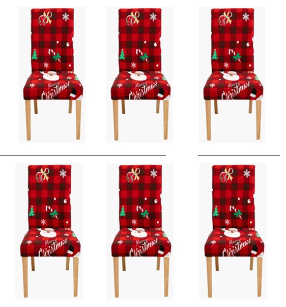 Christmas Dining Chair Covers Lycra - santa and reindeer design - Trendy Home Decors and Furnishings