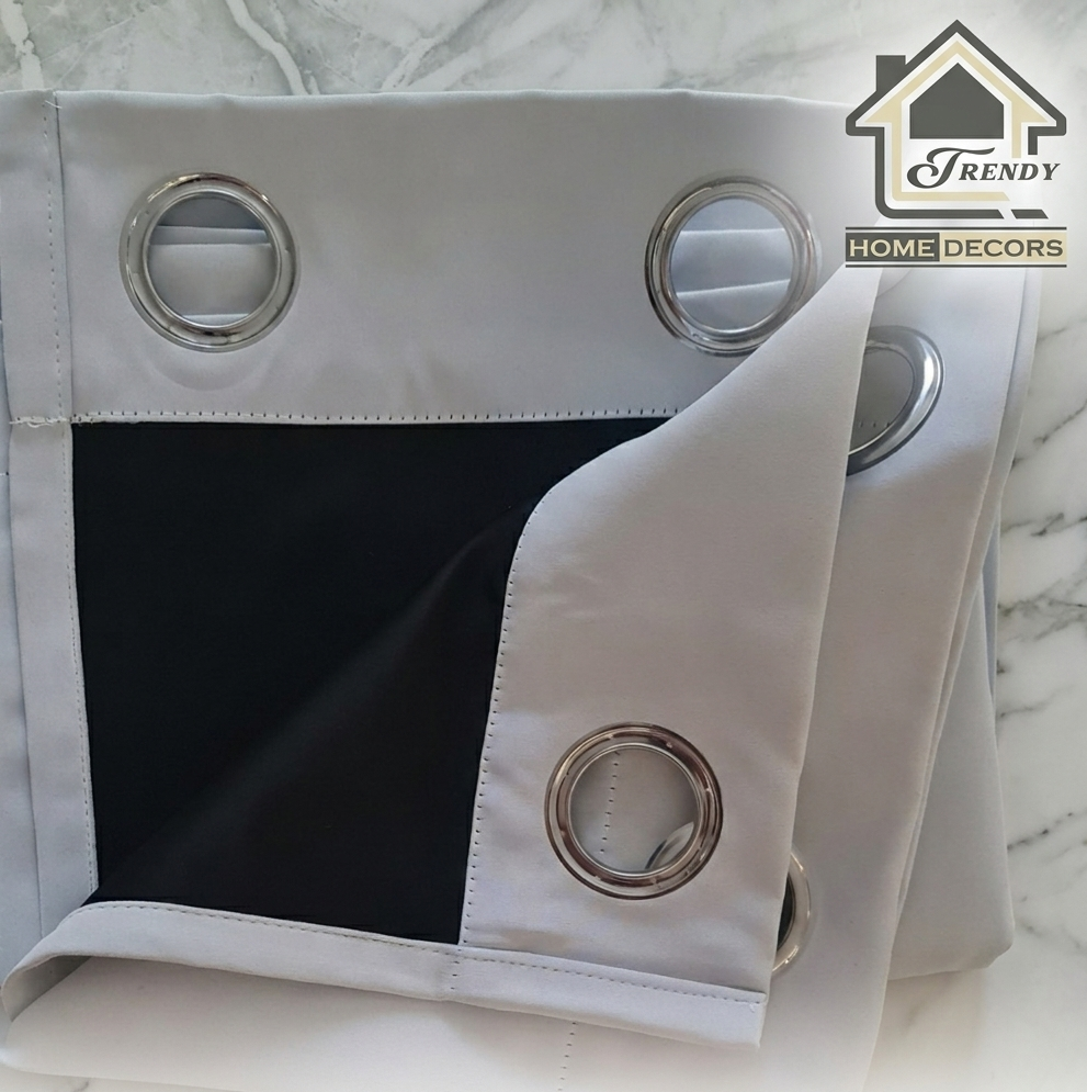 Dull-White 100% Sunblock  Window Curtains Draperies Thick Velvety Satin Lined Fabric - Trendy Home Decors and Furnishings