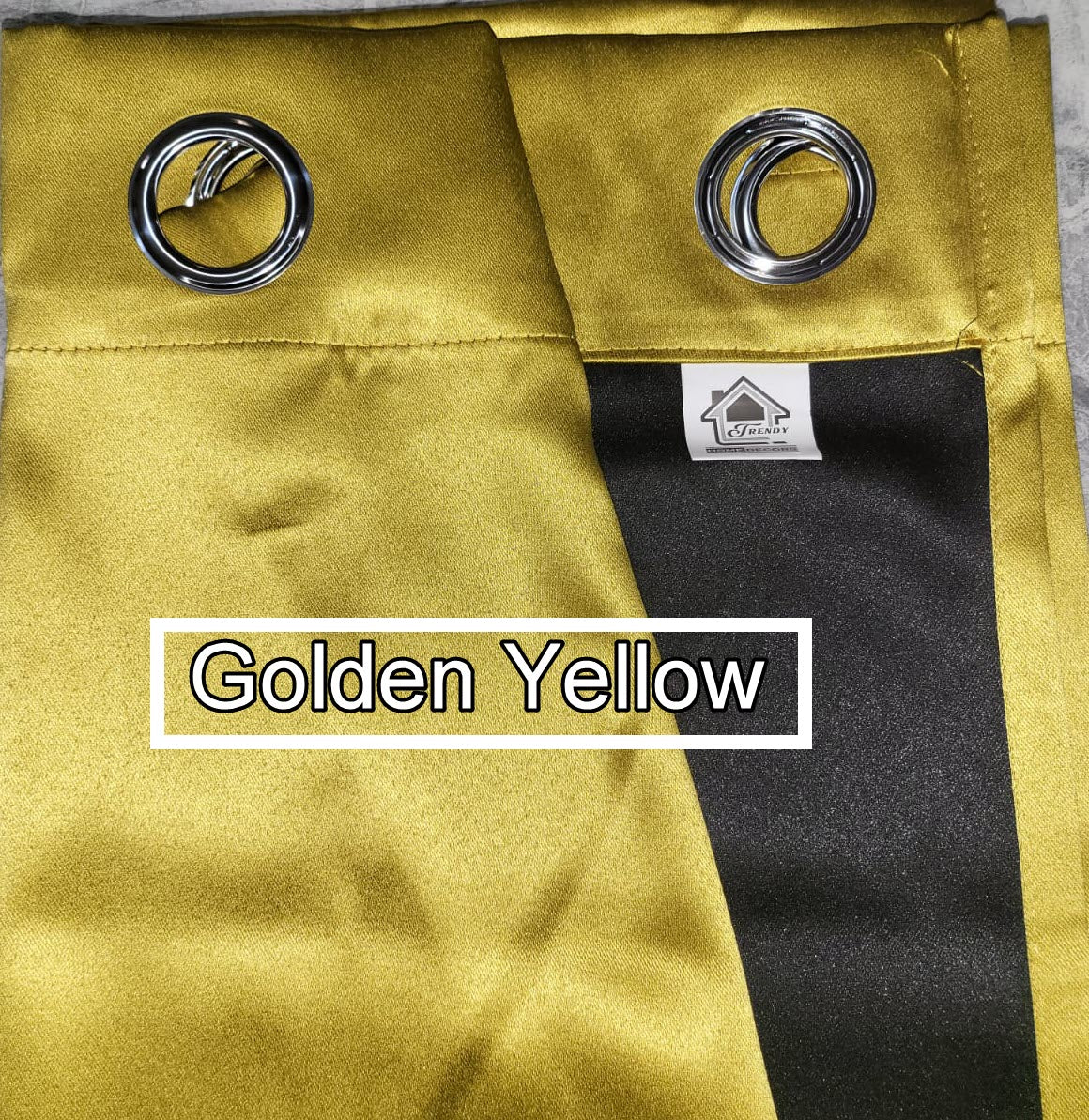 001- Golden Yellow 100% Sunblock Curtains- Thick Velvety Satin finish- Lined Fabric - Trendy Home Decors and Furnishings