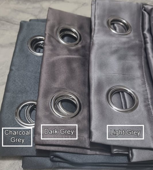 0 GreyCurtains-100% Sunblock Curtains- Thick Satin finish- Lined Fabric - Trendy Home Decors and Furnishings