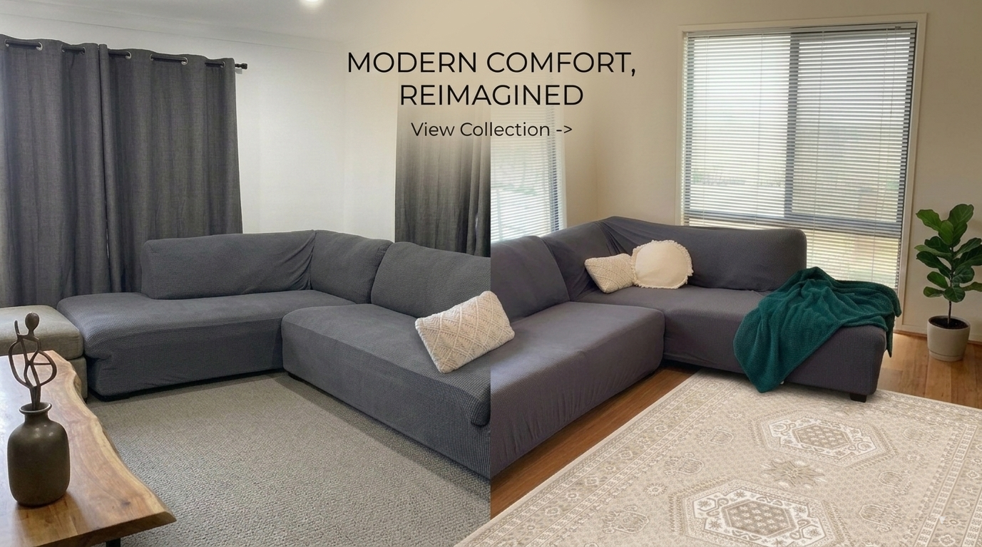 Large 3-Seater Chaise and Sofa Cover - L-Shape – Premium Jacquard fabric - Trendy Home Decors and Furnishings