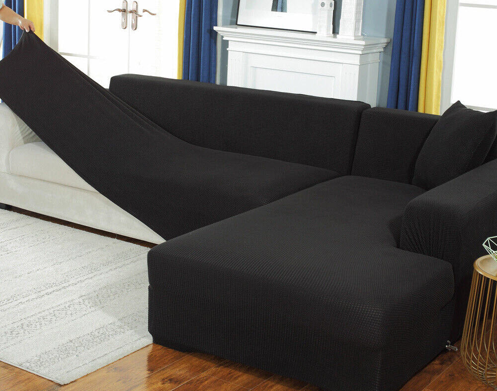 Black slip Covers in Jacquard fabric for Standard Reclining Sofas Couches Lounges Chairs - Trendy Home Decors and Furnishings