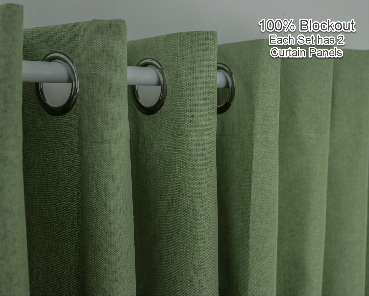 00 Linen Curtains Drapes 100% Blockout with Lined Fabric - Trendy Home Decors and Furnishings