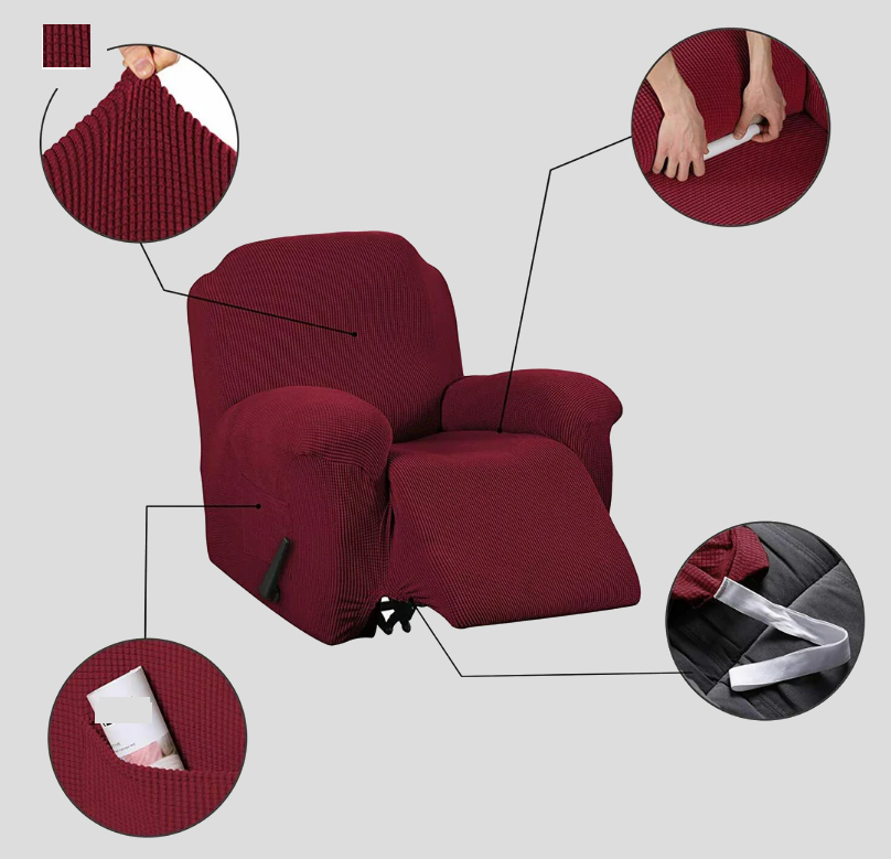 1seat Recliner Sofa Covers - Jacquard and Velvet Fabric - Furniture Protector Washable Slip Cover - Trendy Home Decors and Furnishings