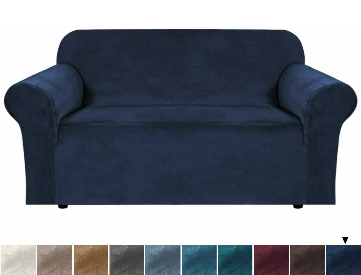0 NavyDarkBlue Velvet Cover for Standard and Reclining Sofas Couches Lounges Chairs - Trendy Home Decors and Furnishings