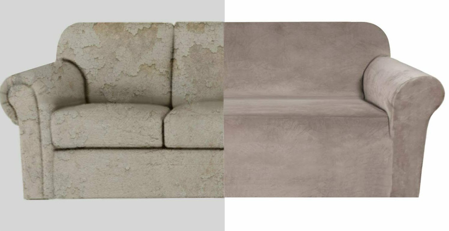 01-Taupe Velvet Cover for Standard and Reclining Sofas Couches Lounges Chairs Beige - Trendy Home Decors and Furnishings