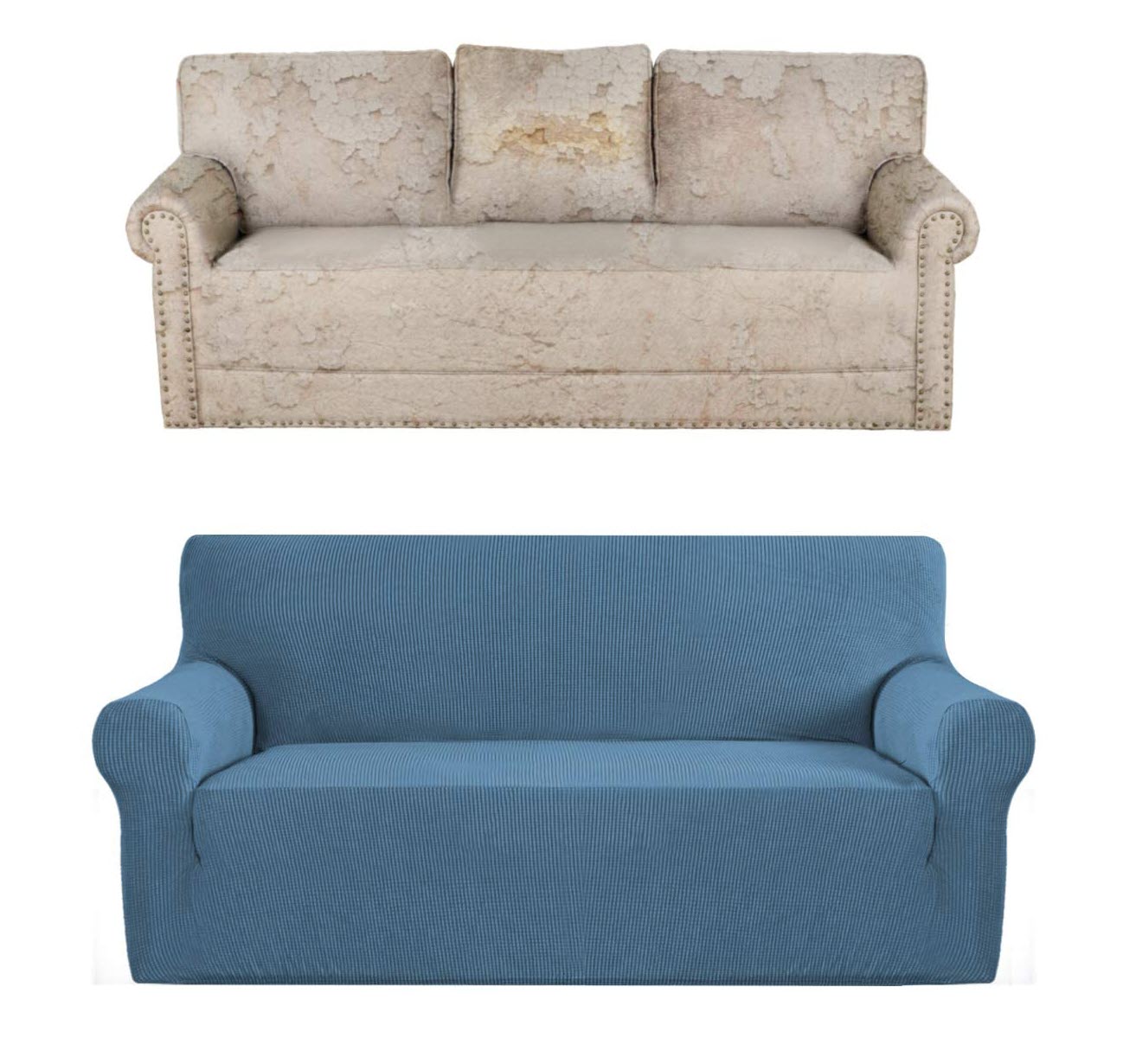 LightBlue DustBlue Jacquard Textured Cover for Standard and Reclining Sofas Couches Lounges - Trendy Home Decors and Furnishings