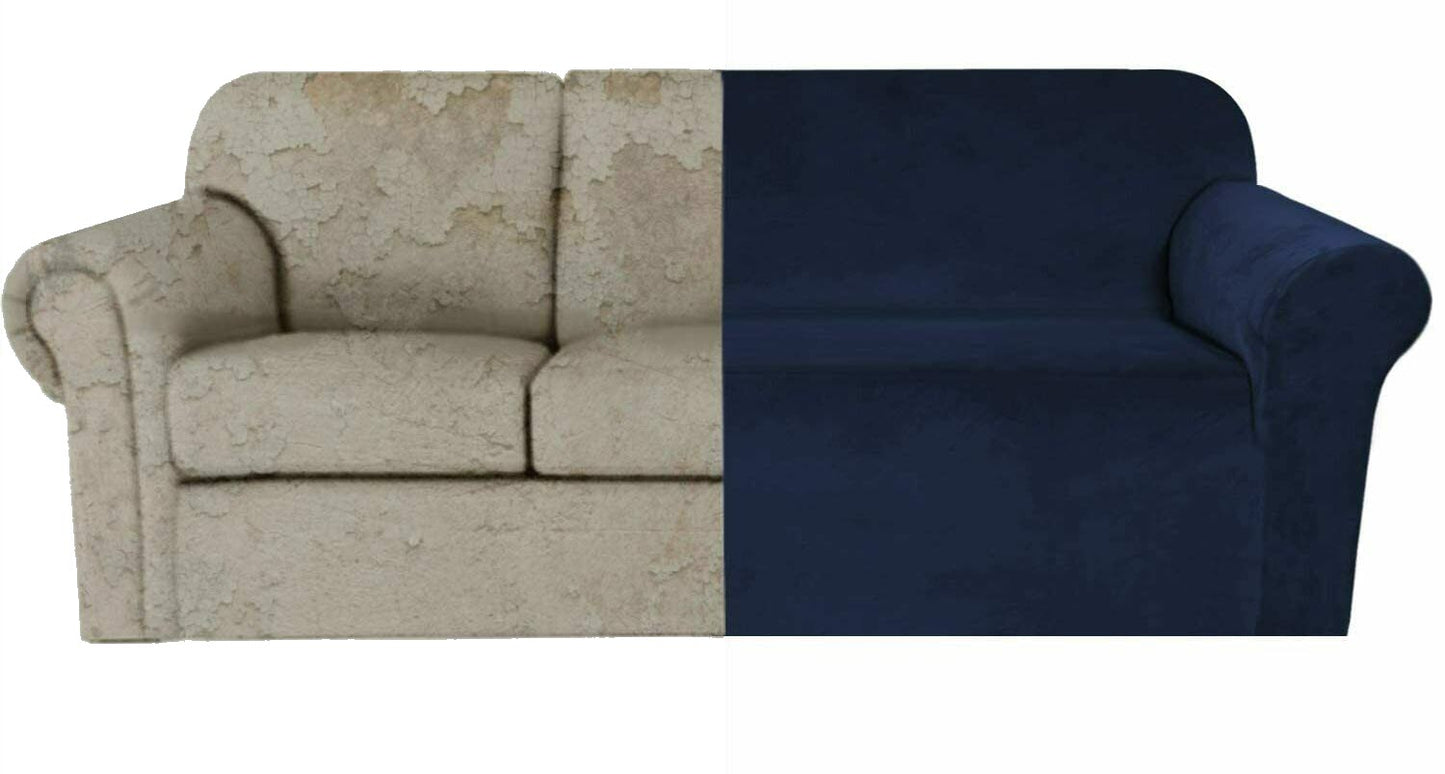 0 NavyDarkBlue Velvet Cover for Standard and Reclining Sofas Couches Lounges Chairs - Trendy Home Decors and Furnishings