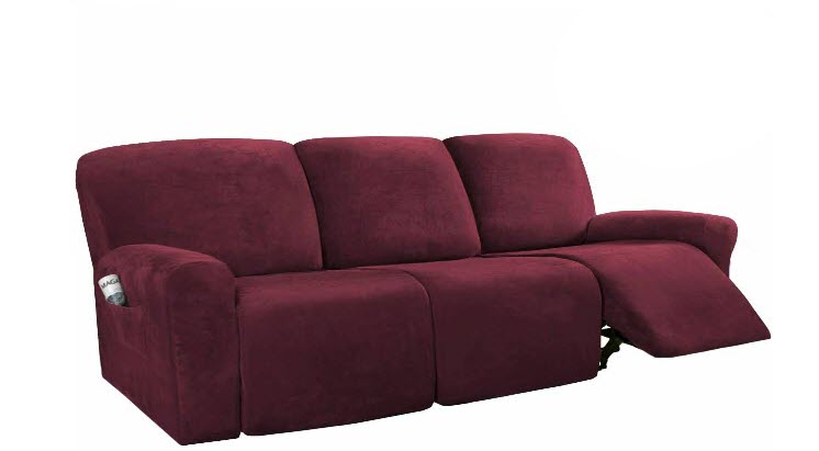 0 Burgundy Velvet Cover for Standard and Reclining Sofas Couches Lounges - Trendy Home Decors and Furnishings