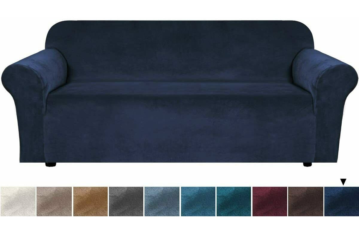 0 NavyDarkBlue Velvet Cover for Standard and Reclining Sofas Couches Lounges Chairs - Trendy Home Decors and Furnishings
