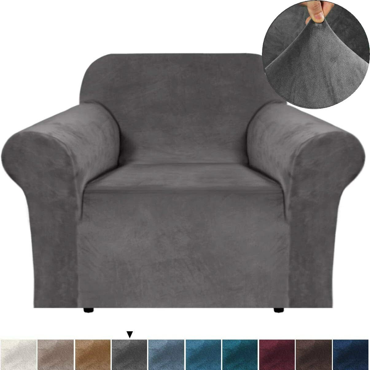 00 DarkGrey Velvet Cover for Standard and Reclining Sofas Couches Lounges Dining Chair - Trendy Home Decors and Furnishings