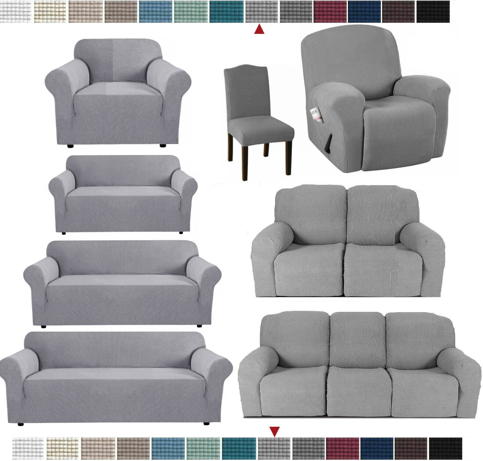 0 LightGrey-JacquardFabricCovers for Standard and Reclining Sofas Couches Lounges OfficeDining Chair - Trendy Home Decors and Furnishings