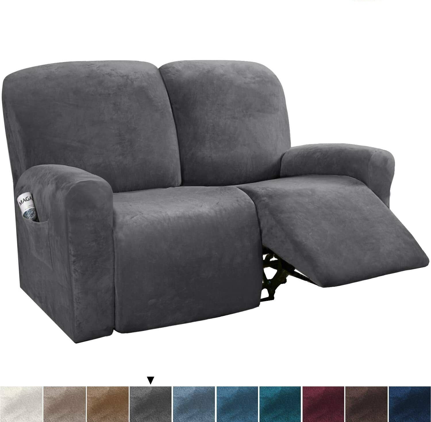00 DarkGrey Velvet Cover for Standard and Reclining Sofas Couches Lounges Dining Chair - Trendy Home Decors and Furnishings