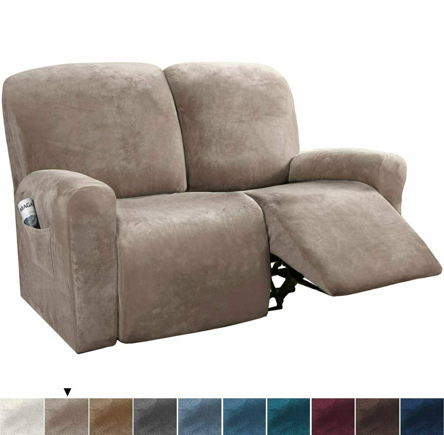 01-Taupe Velvet Cover for Standard and Reclining Sofas Couches Lounges Chairs Beige - Trendy Home Decors and Furnishings