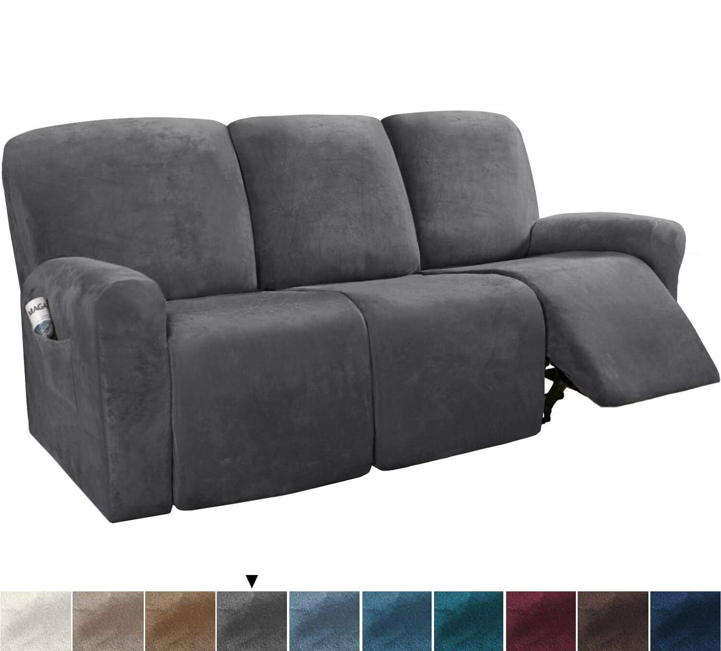 00 DarkGrey Velvet Cover for Standard and Reclining Sofas Couches Lounges Dining Chair - Trendy Home Decors and Furnishings