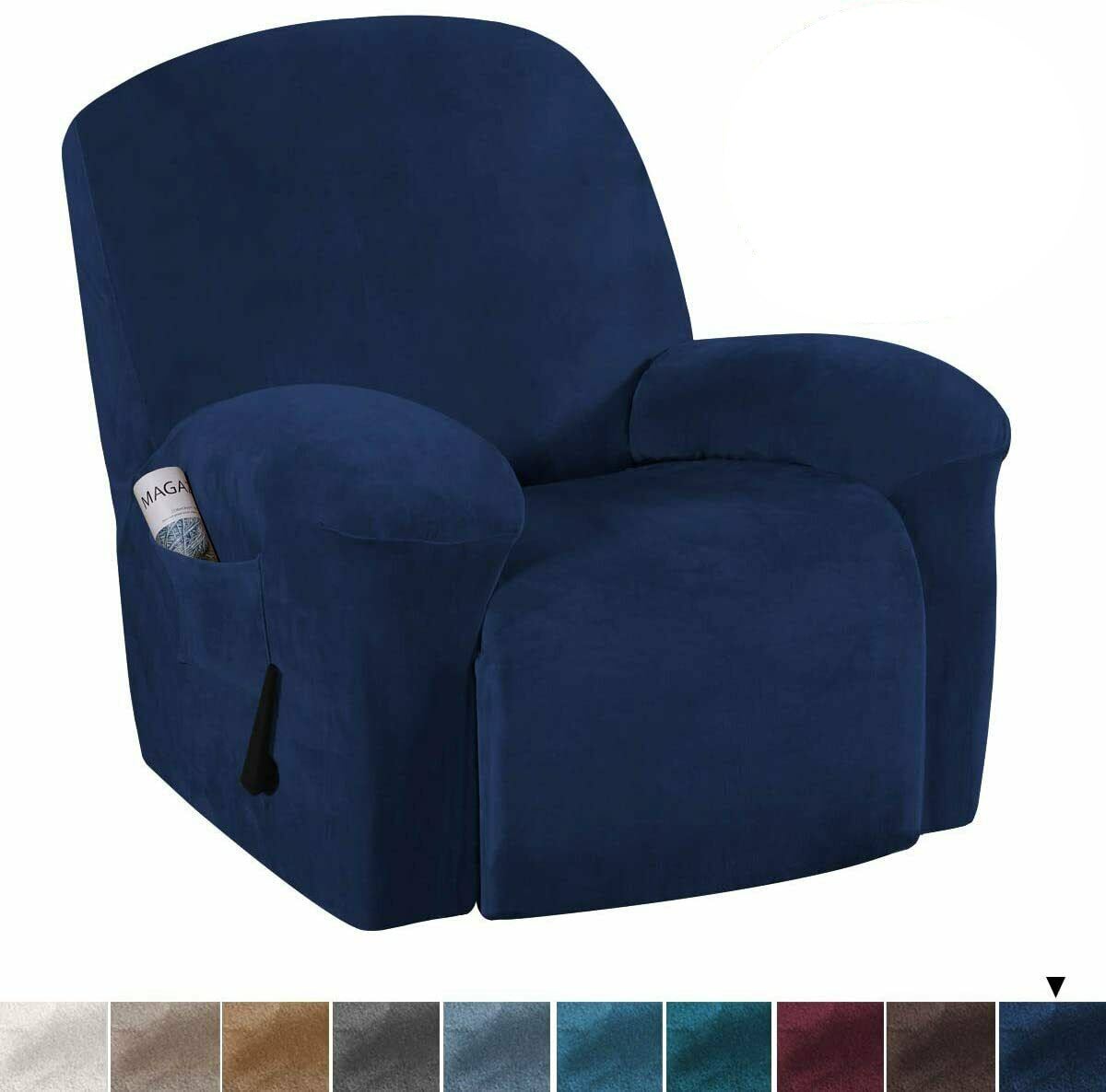 0 NavyDarkBlue Velvet Cover for Standard and Reclining Sofas Couches Lounges Chairs - Trendy Home Decors and Furnishings