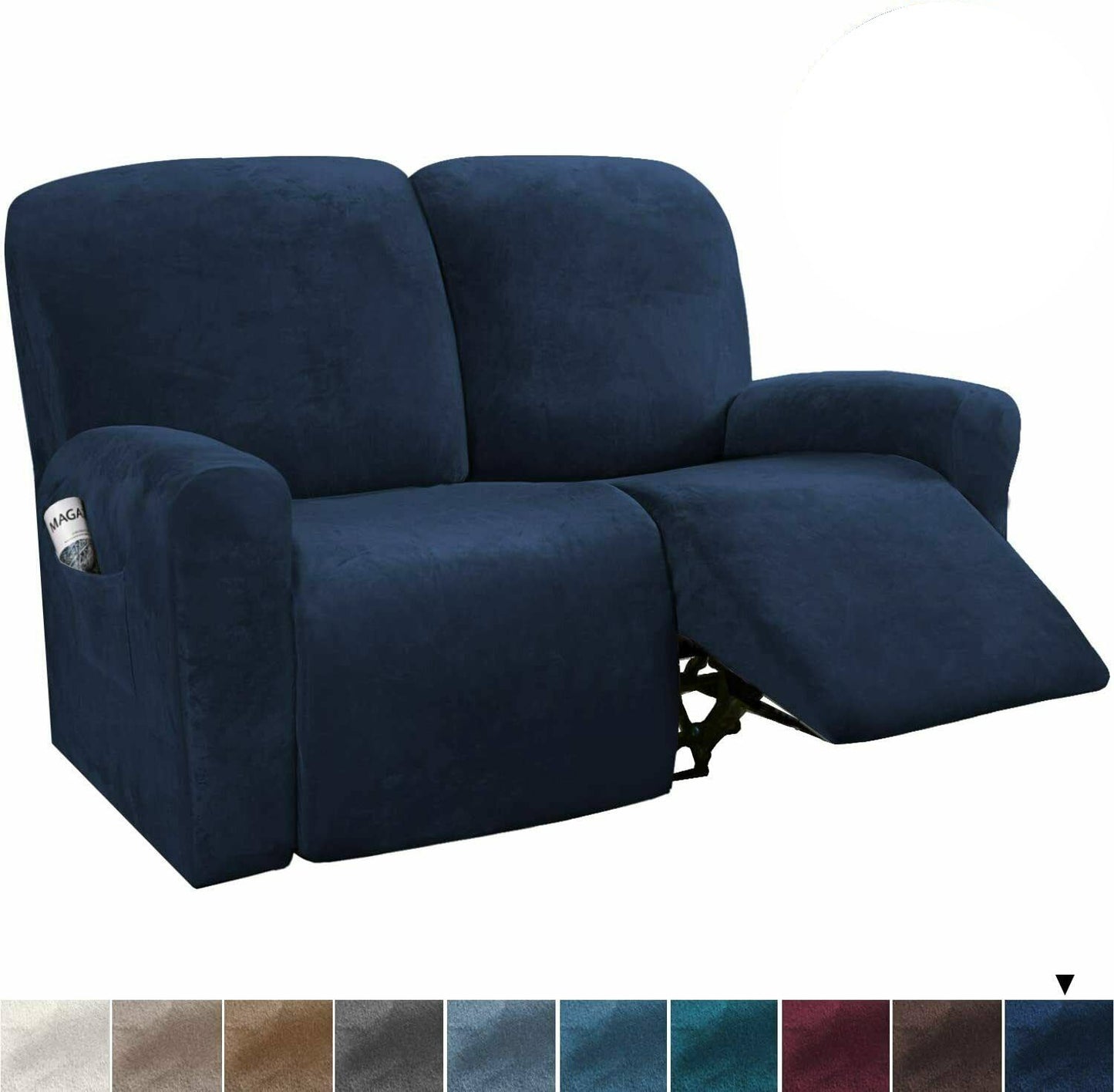 0 NavyDarkBlue Velvet Cover for Standard and Reclining Sofas Couches Lounges Chairs - Trendy Home Decors and Furnishings