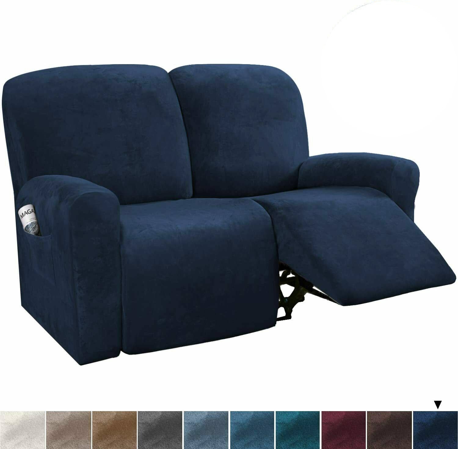 0 NavyDarkBlue Velvet Cover for Standard and Reclining Sofas Couches Lounges Chairs - Trendy Home Decors and Furnishings