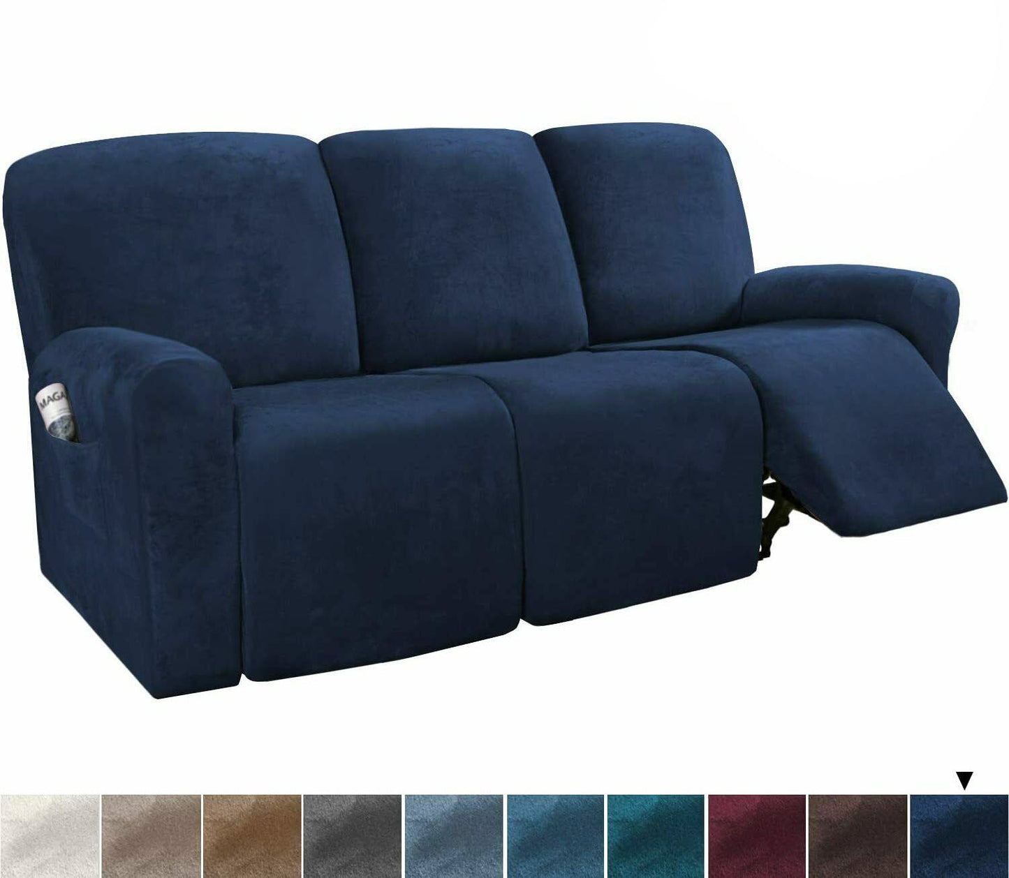 0 NavyDarkBlue Velvet Cover for Standard and Reclining Sofas Couches Lounges Chairs - Trendy Home Decors and Furnishings