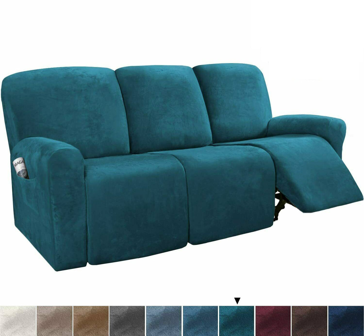 0 -TealGreen Velvet Cover for Standard and Reclining Sofas Couches Lounges Chairs - Trendy Home Decors and Furnishings