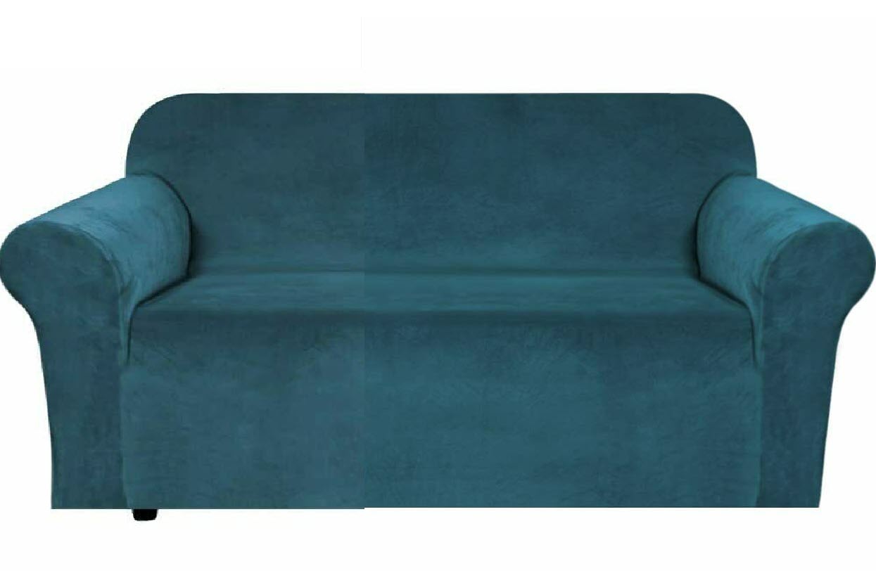 0 -TealGreen Velvet Cover for Standard and Reclining Sofas Couches Lounges Chairs - Trendy Home Decors and Furnishings