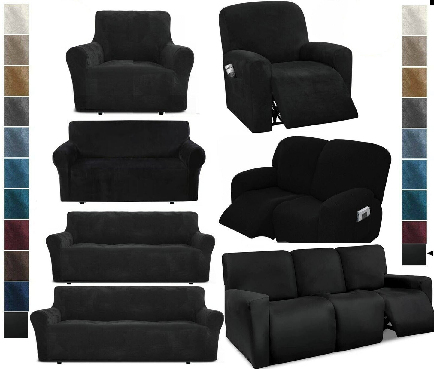 0 Black Velvet Cover for Standard and Reclining Sofas Couches Lounges Chairs - Trendy Home Decors and Furnishings